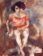 Jules Pascin The woman wearing the red garment Sweden oil painting artist